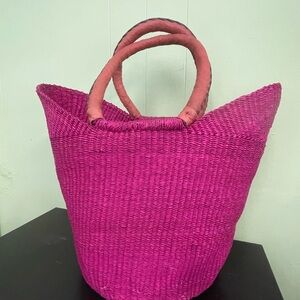 Pink Woven Tote Bag